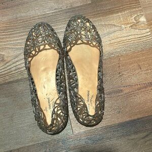 VIVIENNE WESTWOOD ANGLOMANIA-MELISSA-Silver/Glitter Ballet Flats-Sz 39-Excellent